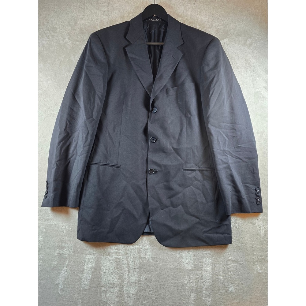 Hugo Boss Blazer Mens 38R Black Einstein Sigma Virgin Wool Sport‎ Coat USA Made